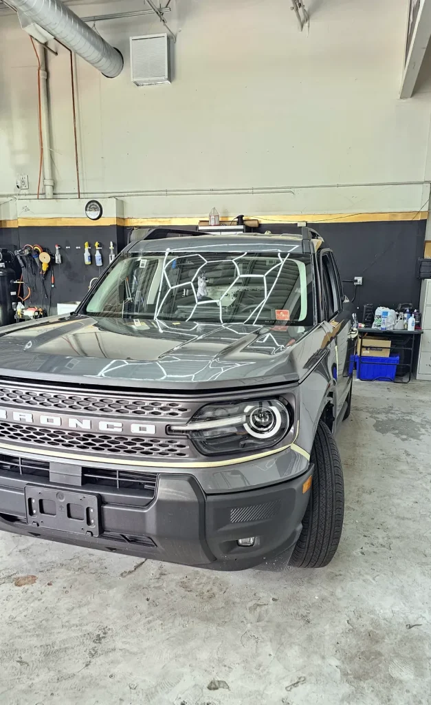 Gray Ford Bronco Sport before its purple color-change wrap